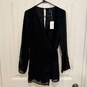 Black Sheer Wrap Jumpsuit